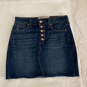 blue jean button skirt